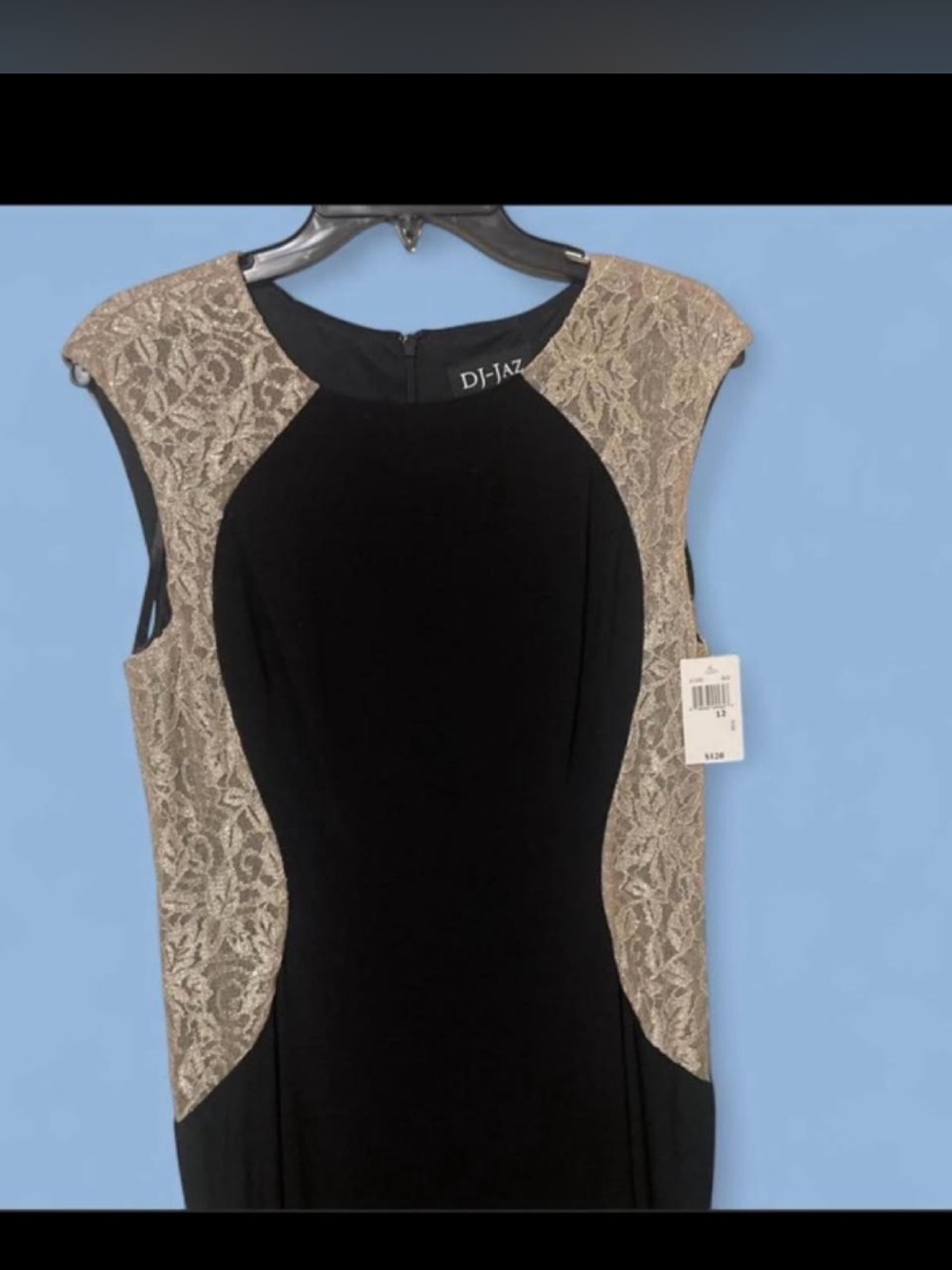 DI-JAZ Black Maxi Dress with Gold Lace Insets